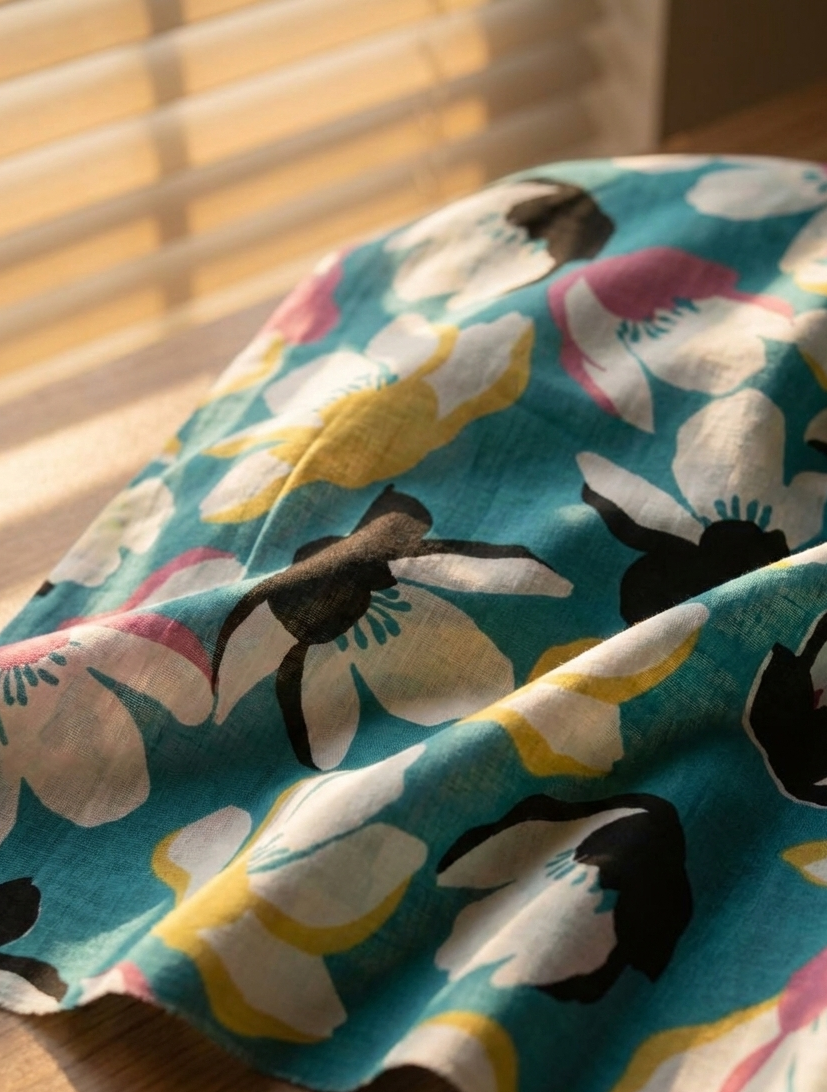 Classic Cambric 60 – Turquoise Floral Export Fabric