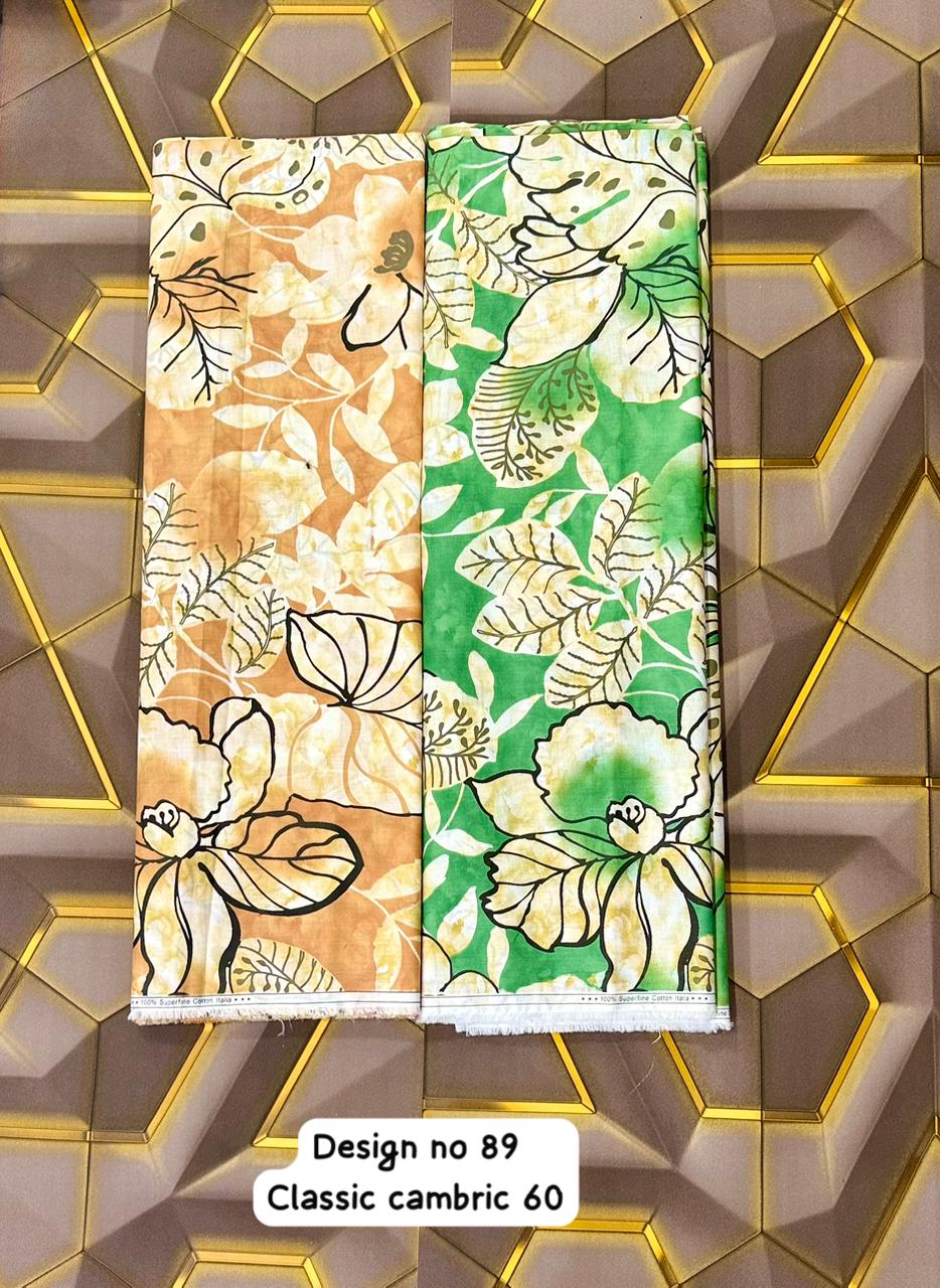 Classic Cambric 60 – Caramel Leaf Floral Export Fabric